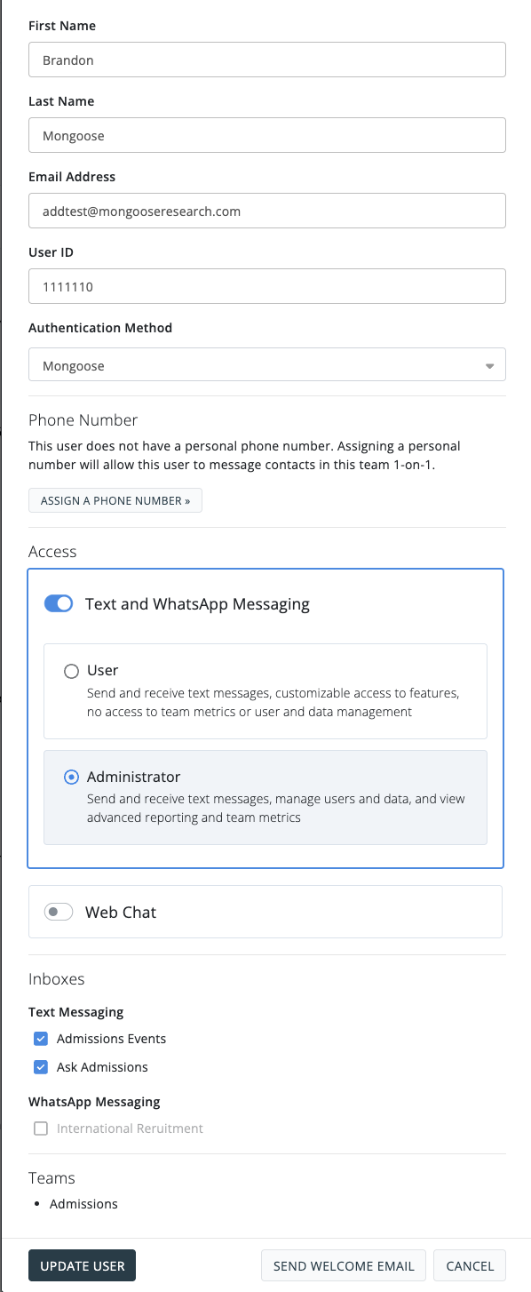 Edit Existing User